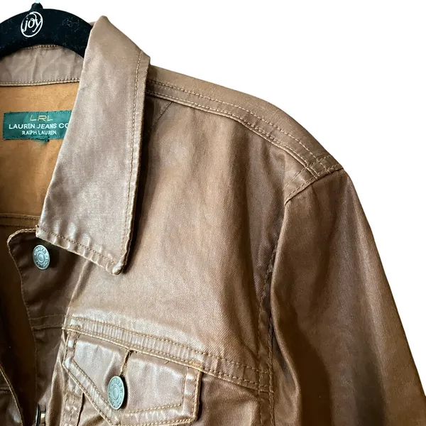 LRL Lauren Jeans Co. Coated Brown Jacket Size Small - Image 6