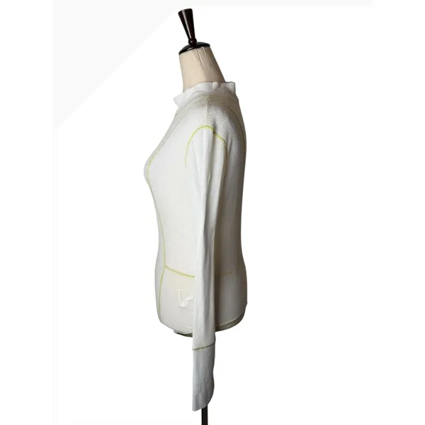 Free People Out of This World Bodysuit Women Small Ivory Yellow Ribbed Knit Boho - Image 5
