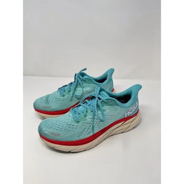 Hoka One One Womens Shoes Blue Red Clifton 8 Athletic Running Sneakers US 11 B - Image 4
