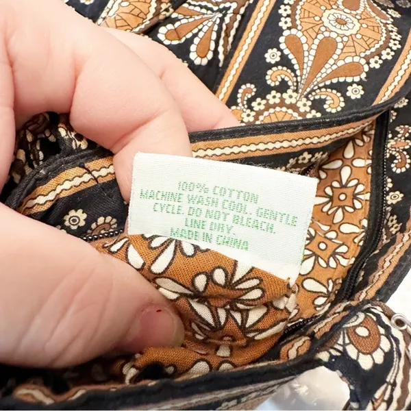 Vera Bradley Retired Black Brown Gold Paisley Boho Quilted Morgan Shoulder Bag - Image 7