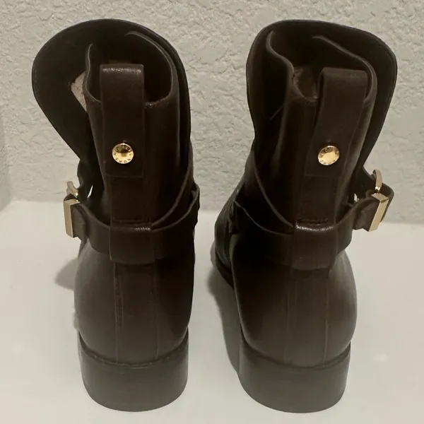MICHAEL Michael Kors Arley Moto Buckled Ankle Boots Size 8 Dark Brown Leather - Image 6