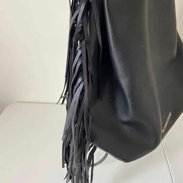 NEW Victoria’s Secret‎ faux leather black fringe tassel backpack purse bag - Image 5