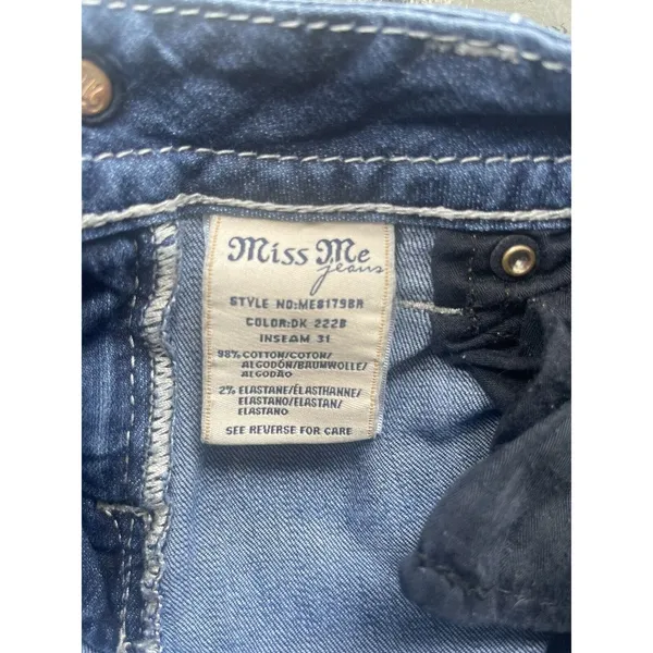 Women Miss Me Jeans Midrise Boot Cut Jeans Marked Size 26 X 31 Embroidery Bling - Image 5