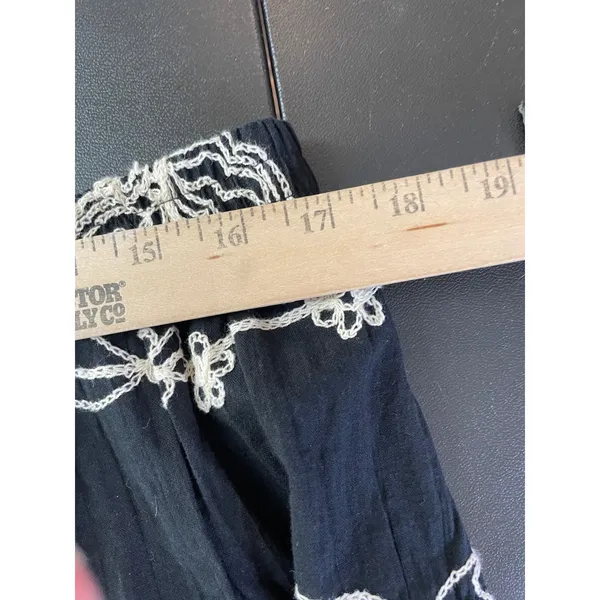 Coldwater Creek Womens L Maxi Skirt Black White Floral Embroidered Tiered Boho - Image 3