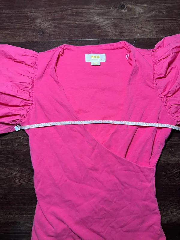 Maeve by Anthropologie Puff sleeve Wrap Pink Blouse Size XXS - Image 6