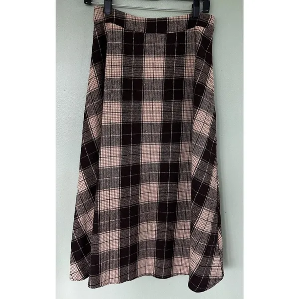 DAZY Kpop High Waist Plaid A-line Skirt CG2 Brown Size Large Lined Cottage​​​ - Image 2