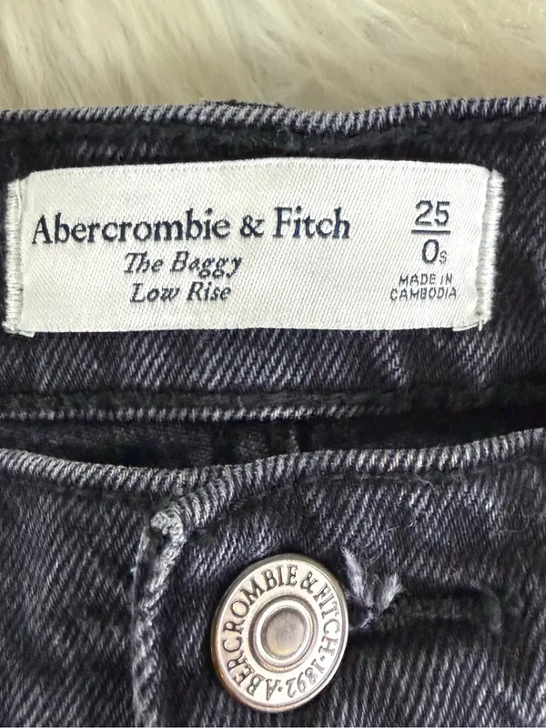 Abercrombie & Fitch The Baggy Low Rise Jeans Size 25/0 Black Wide Leg - Image 5