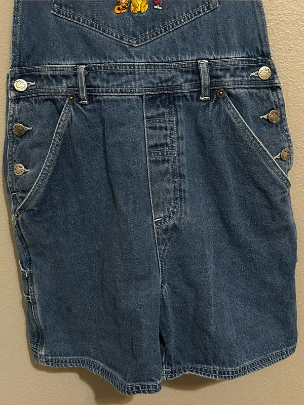 Vintage Disney Winnie The Pooh Cotton Denim Overalls Shorts Women’s Size Small - Image 4