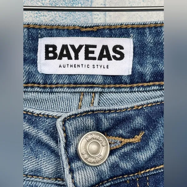 BAYEAS High -Rise Wide Leg Jeans with Frayed Hem size 28 - Image 4