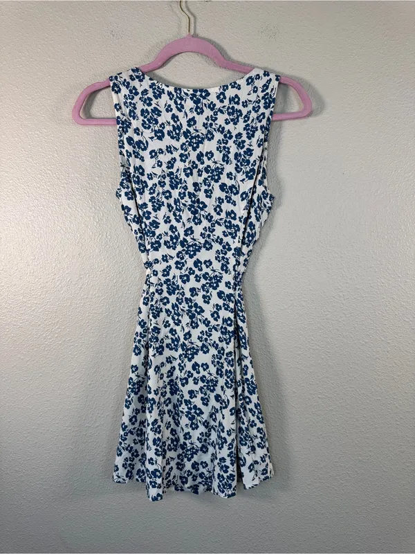 Reformation Blue White Floral Mini Dress Womens 4 Casual Summer Luxury Classic - Image 2