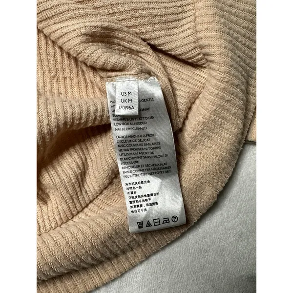 We The Free Free People Ribbed Puff Sleeve Pullover Sweater Beige Medium - Image 3