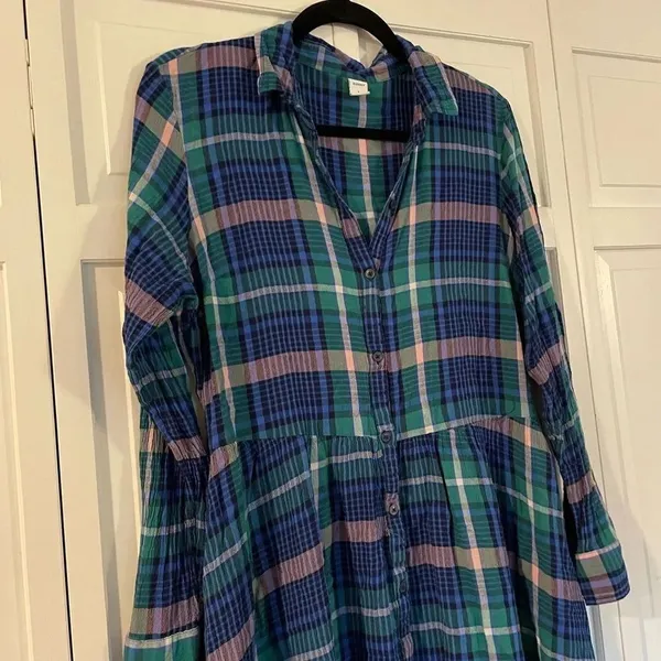 Old navy plaid shirt dress size large - Image 8