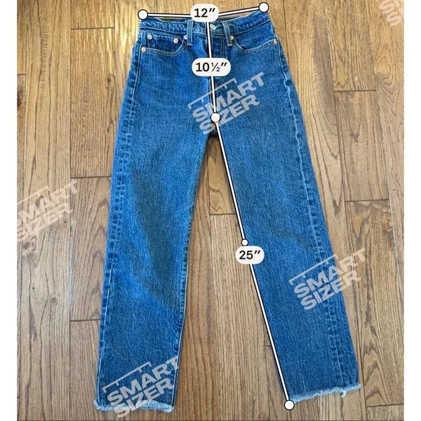 Levi’s wedgie straight high rise button fly raw hem jean size 24 - Image 4