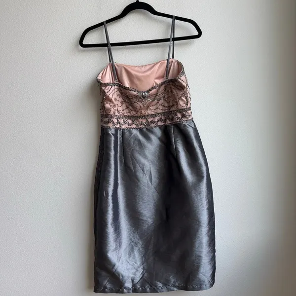 Sue Wong Beaded Embroidered Pink Gray Bubble Cocktail Party Dress Size 10 Medium - Image 9