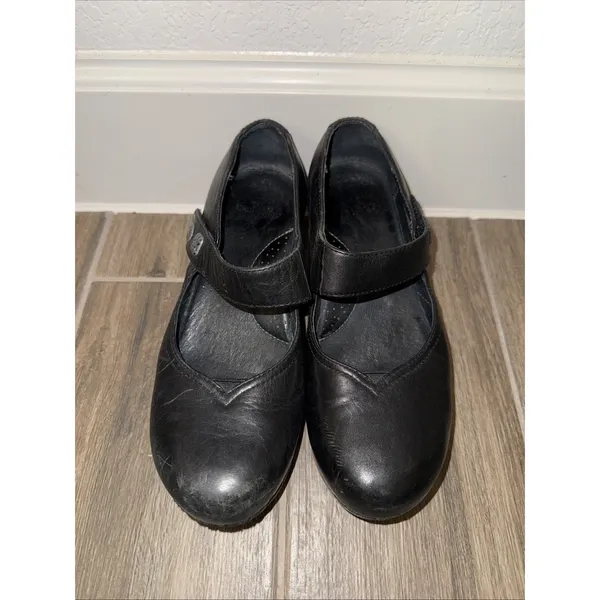 Dansko Tandy Mary Jane Black Leather Women's Shoes Strappy Comfort Clog Sz 36 - Image 2