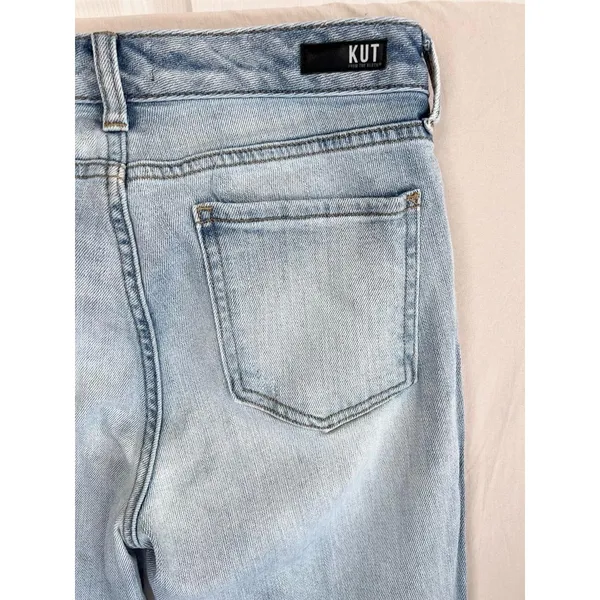 KUT From The Kloth Reese Jeans Sz 8 Light Wash High Waist Distressed Button Fly - Image 8