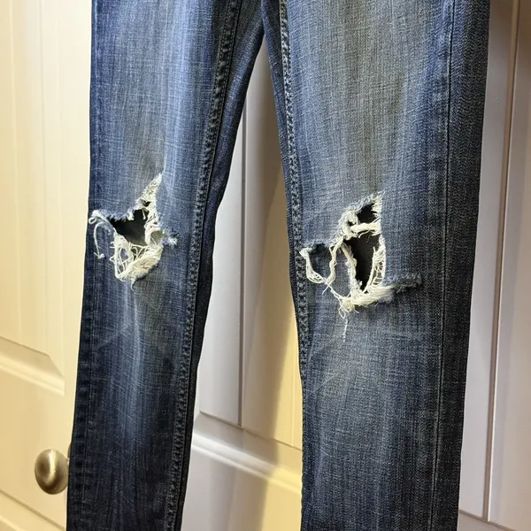 Vigoss Jagger Super‎ Skinny Med Rise Distressed Jeans Women 28 Trendy Dark Wash - Image 5