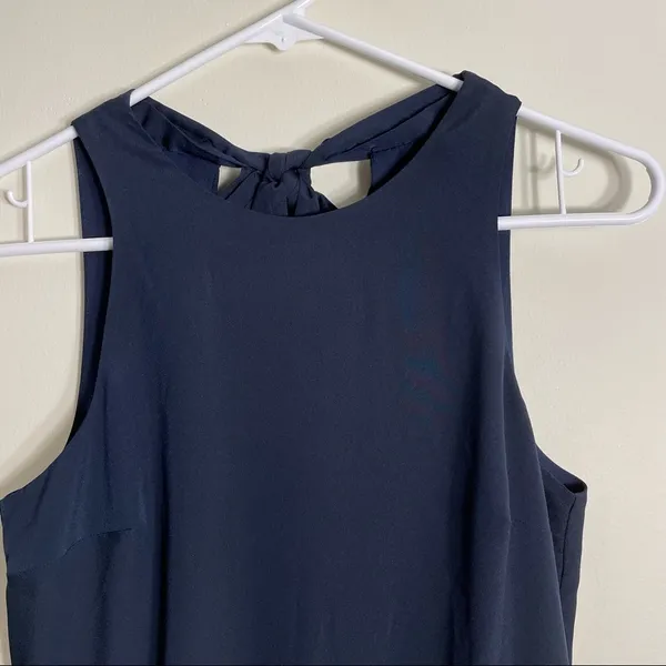 Banana‎ Republic curved hem laser cutout navy blue women’s semi formal dress - Image 2