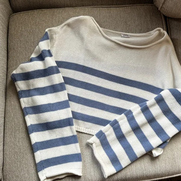 Garage Blue and White Striped Sweater - Image 3