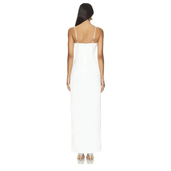 NBD Heera Gown Ivory White Chainmail Silver Metallic Cut Out Maxi Dress Size S - Image 3