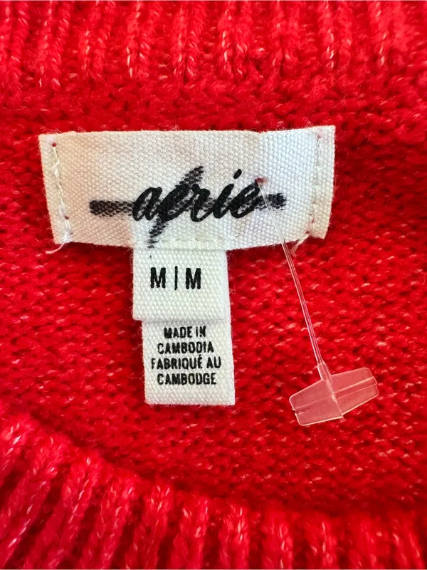 NWOT Aerie Red White Striped Oversized Crewneck Sweater M - Image 8