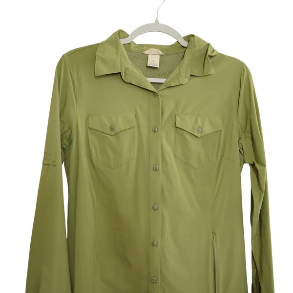 Duluth Trading Co Shirt Dress Womens Small Green Long‎ Sleeve Hiking Outdoors - Image 4
