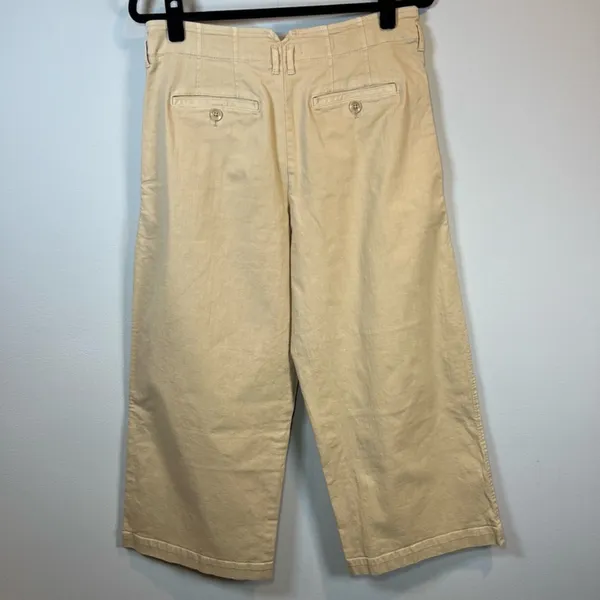 Maeve Anthropologie Remi Wide Leg Cropped Pants Beige High Waist Culottes Size 8 - Image 11