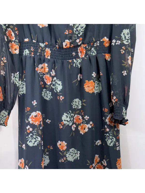 LOFT Floral Smocked Waist Dress Medium NWT - Image 3