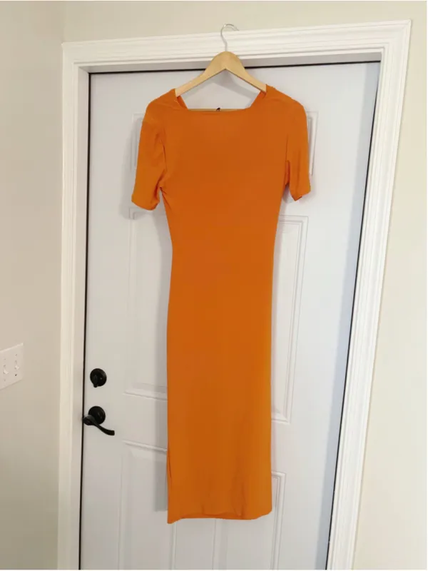 Zara New Orange Midi Dress - Image 4