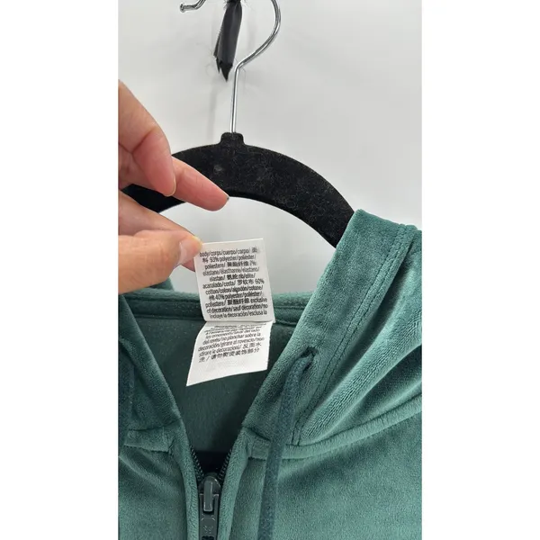 Pink Victoria’s Secret Y2K green velvet full zip hoodie size M casual athleisure - Image 6
