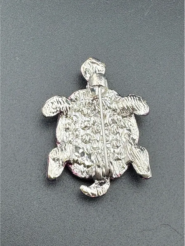 Whimsical Sea Turtle Brooch Pin Purple with Sparkle - Image 4