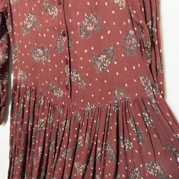 Phool Women Midi‎ Dress M Rust Brown Feather Academia Goblin Gremlin Whimsigoth - Image 5