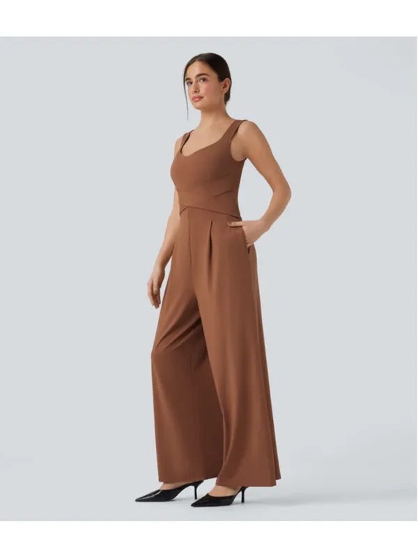 Halara U-Back Sleeveless Wide Leg Casual Jumpsuit Size L Regular Terracotta NWOT - Image 7