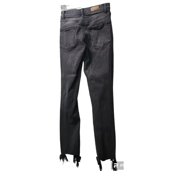 True Craft Distressed‎ Hem Jeans Ripped Knee Black Wash Denim Size 26 - Image 6