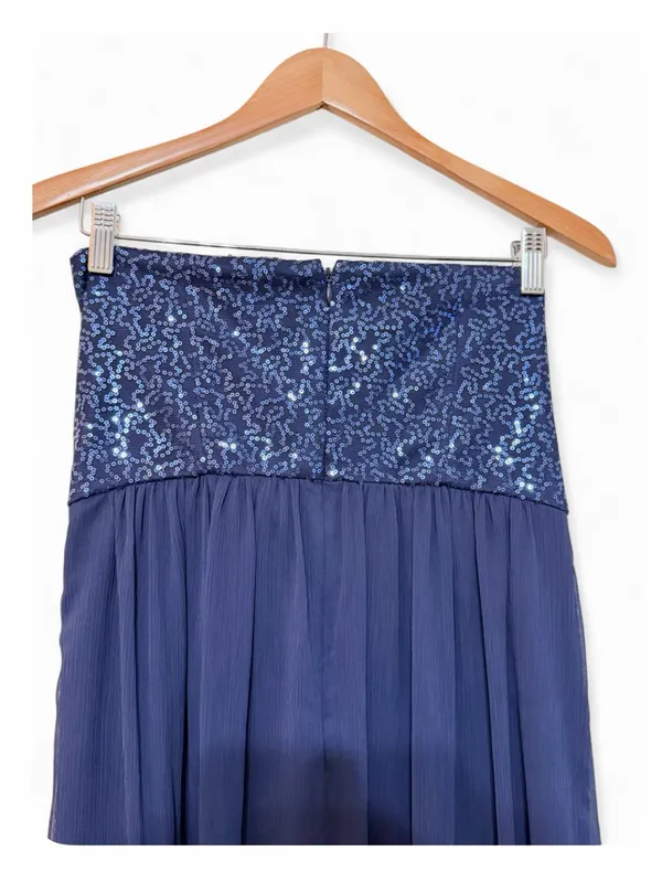 Max and Cleo BCBG Symmetrical Strapless Dark Night Sequence Maxi Dress Size 12 - Image 14