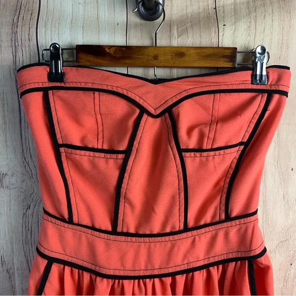Sugarlips Strapless Coral Dress with Black Accents - Image 2