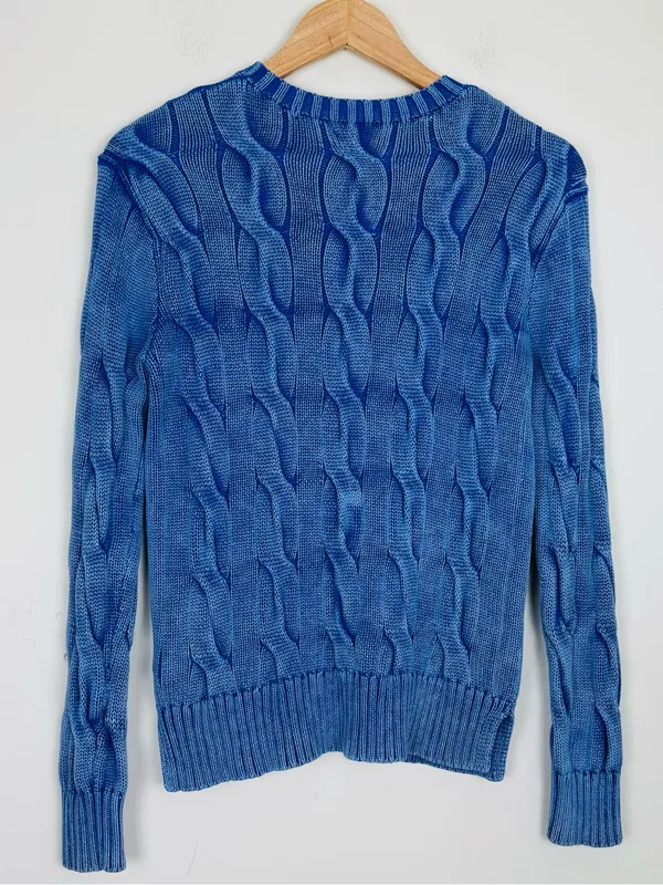 Polo Ralph Lauren blue sunwashed classic cotton cable knit crewneck sweater. XS - Image 4