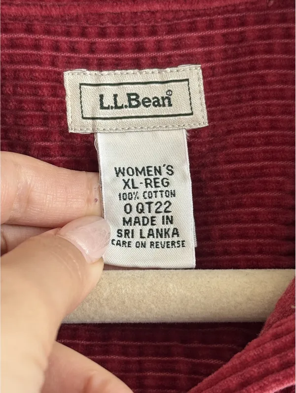 L.L.Bean Women's Corduroy Button-Up Shirt Jacket Red XL Cotton - Image 3