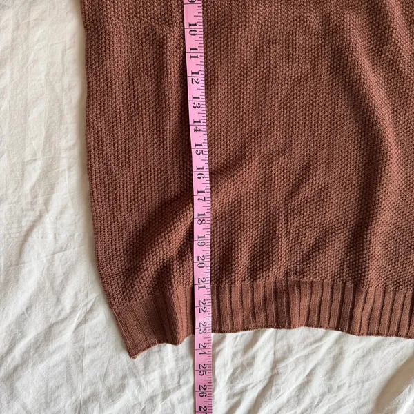 Women's Open Knit Brown Long Sleeve Lightweight Sweater #260242 - Image 4