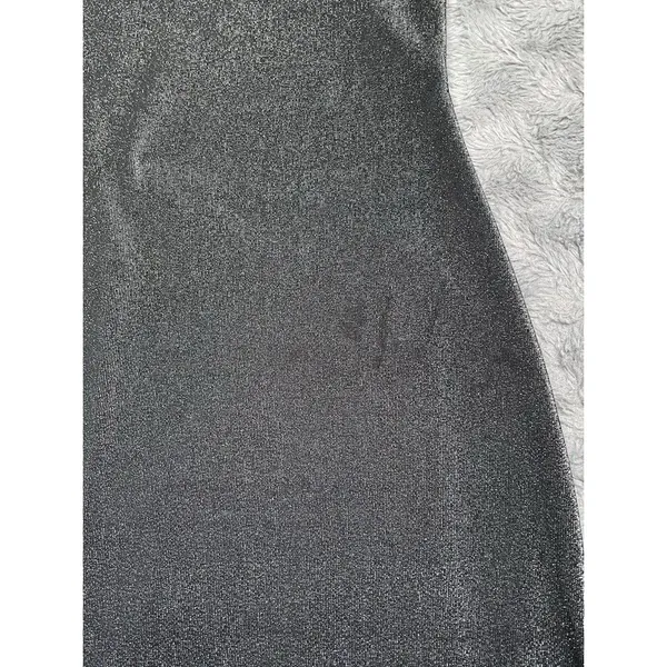 City Triangles Y2K 90s Minimalist Shimmer Open Back Column Maxi Dress Silver Black Size M Read - Image 13