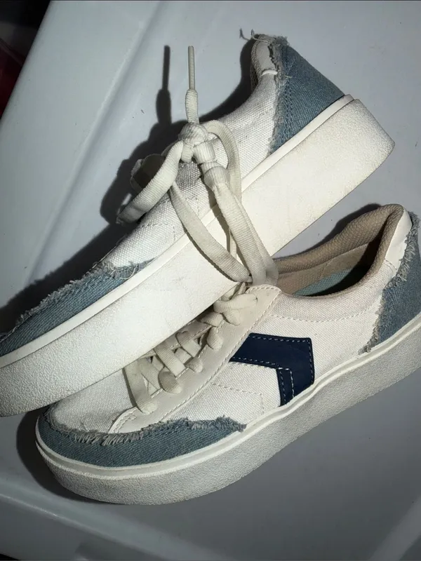 Dr. Scholl's Womens Madison Lace White/Blue Fabric Sneaker Shoes (7832509) used - Image 5