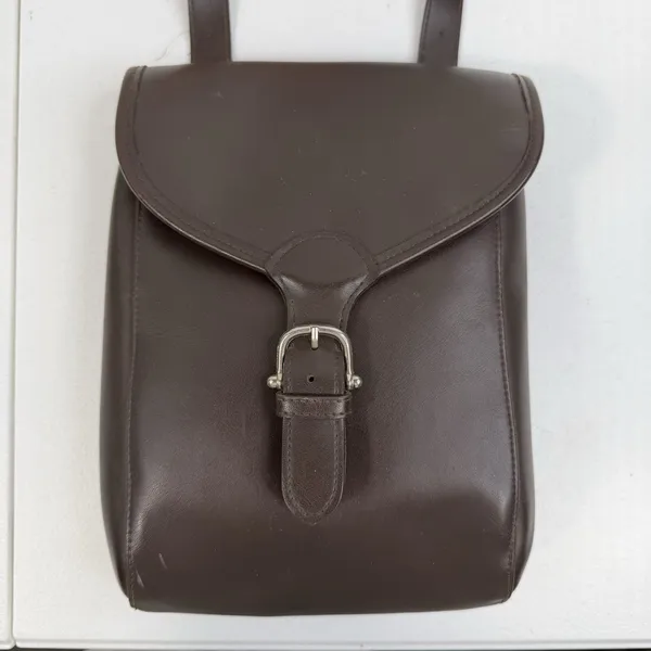 Vintage 70s Crossbody Bag Leather Brown Basic‎ Flap Purse Handbag Pocketbook - Image 3