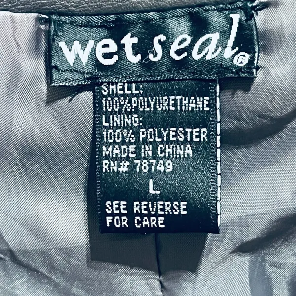 Wet Seal Faux Leather Gunmetal Silver Jacket L - Image 5