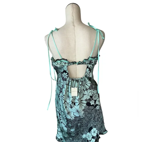 NWT Free People Retro Daisy Asymmetric Slipdress Large, BLACK COMBO - Image 14