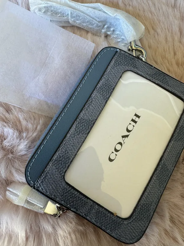 NWT Coach CW883 Zip Card Case In Signature Canvas In Silver/Chambray - Image 5