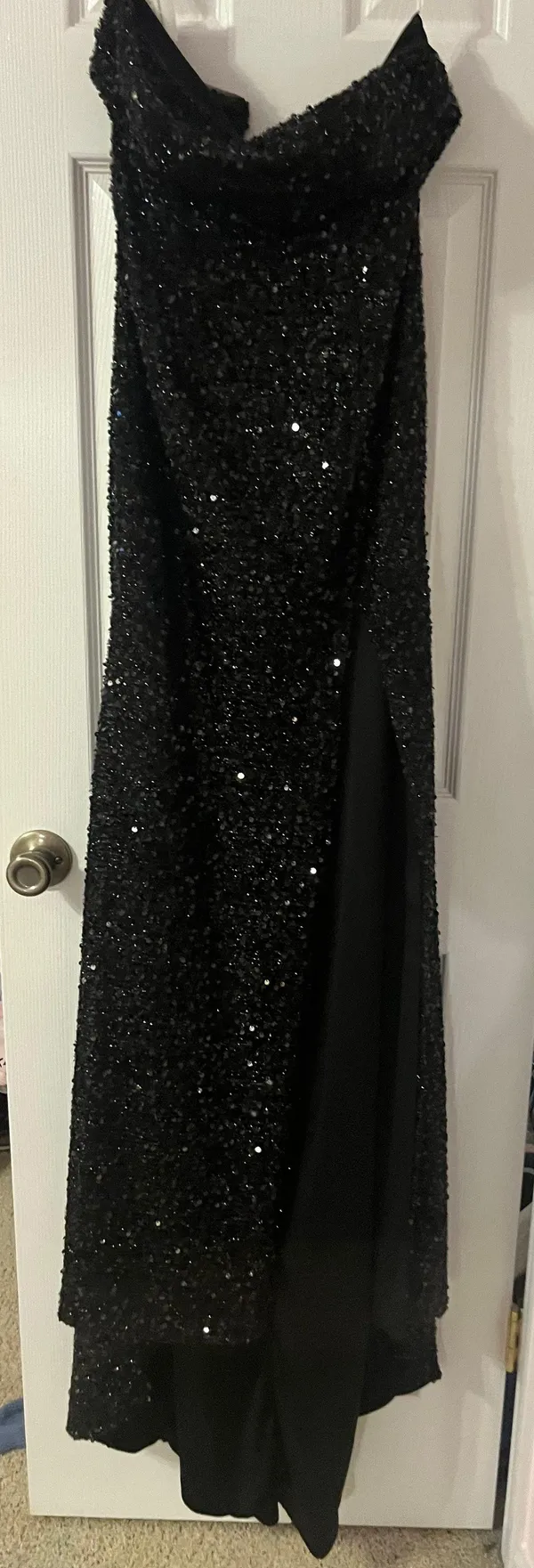 Strapless Sequin Prom Dress Long Sparkly Evening Dress with Slit - Image 4
