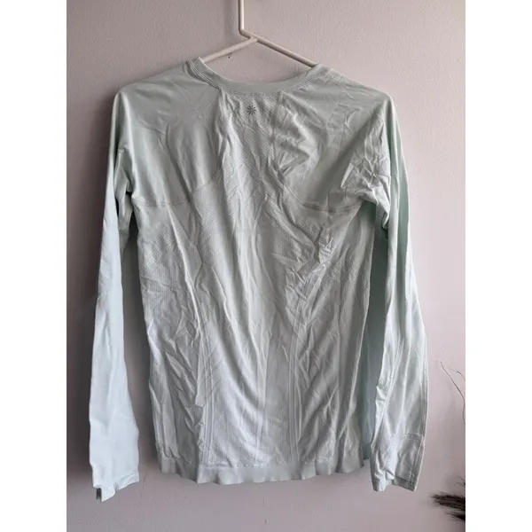 Athleta‎ Momentum Seamless Long Sleeve Top Mint Green Thumbholes Running Shirt - Image 3