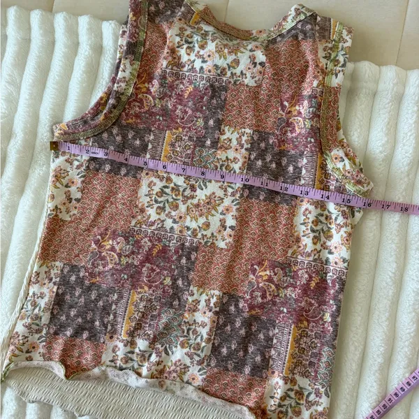 EARTHBOUND Cream Tank Top with Floral Trim - Image 4