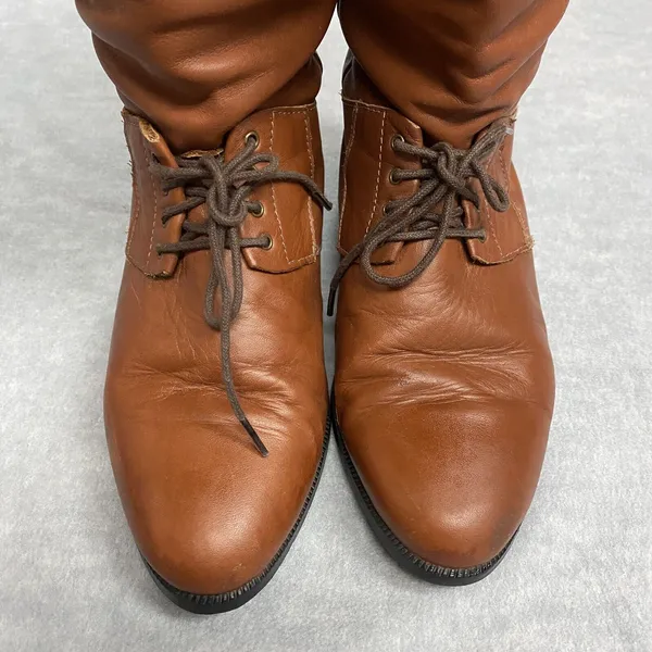 Vintage LL Bean Womens 7 M Tall Tan Brown Soft Leather‎ Riding Lace Boots Canada - Image 5