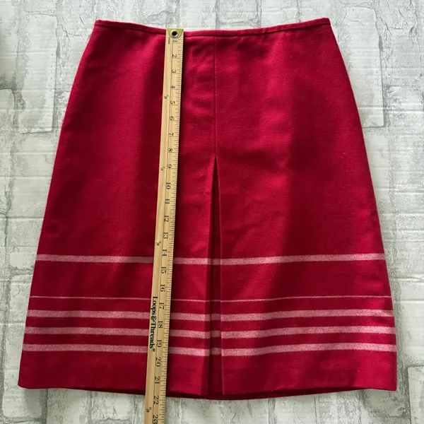 Ann Taylor Loft Red Wool Blend Skirt Stripes Pleated Academic Office Siren Sz 8 - Image 6